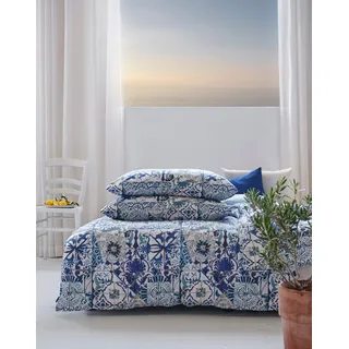 APELT Bettwäsche »Azzuro« Handgemalte blau-weiße Kacheln im Amalfi-Style, GOTS zertifiziert, blau