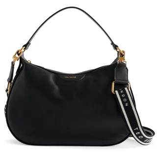 Ted Baker Damen ESIAH-Webbing Slouchy Leather Hobo Bag, Black