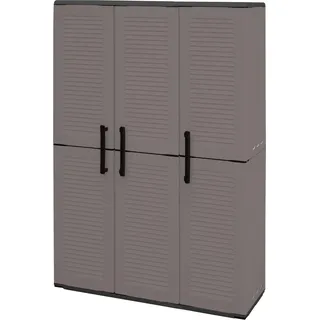 Mehrzweckschrank für den Außen oder Innenbereich, Schrank mit 3 Türen und 3 verstellbaren Einlegeböden aus Polypropylen, 100% Italy, 102x37h163 cm, Farbe Grau - Grau