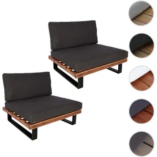 2er-Set Lounge-Sessel HWC-H54, Garten-Sessel, Spun Poly Akazie Holz FSC-zertifiziert Alu ~ braun, Po