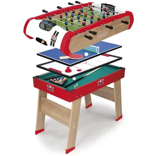 Smoby - Tischkicker Powerplay 4 in 1 - Fußball Tischtennis Hockey + Billard - Aus Holz - Mit Zubehör - Ab 8 Jahre