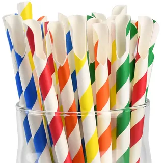 Einweg-Papierlöffel-Strohhalme, Papierschaufel-Strohhalme für Slushy, Milchshakes - 20 x 0,8 cm, 200 Stück (farbig sortiert)