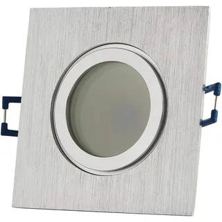 10x LED Einbaustrahler Set 7 Watt neutralweiß IP44 eckig Edelstahl gebürstet 12V - MR16 Einbau-Spot für Bad oder Außen - Deckenleuchte 60-70mm Decken-Strahler Feuchtraum Dusche