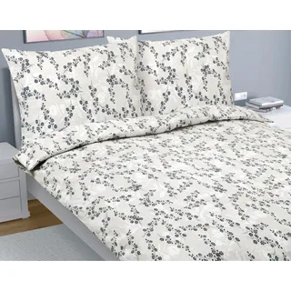 Krepp Leinen auf Doppelbett - 1pc 220x200, 70x90 - beige,grau,rot