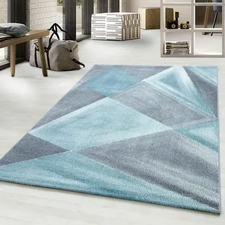 Teppich AYYILDIZ TEPPICHE "Beta 1130" Gr. 2, blau, B:80cm H:11mm L:150cm, Kunstfaser, Teppiche, Teppich, auch als Läufer, Kurzflor, Wohnzimmer