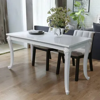 vidaXL Esstisch 116 x 76 x 76 cm Hochglanz Weiß