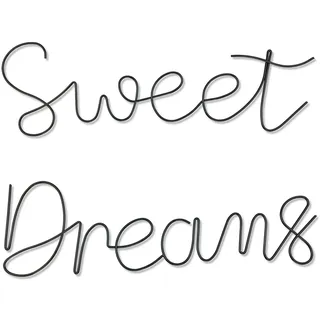 KRSHEMDE Sweet Dreams Metallschild, Wandkunst, Dekoration, Sweet Dreams, Wanddekoration, über dem Bett, modern, rustikal oder Vintage-Stil, Bauernhaus-Stil (schwarz)