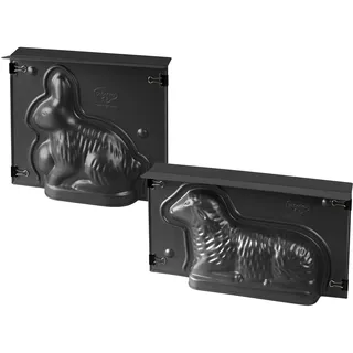 Dr. Oetker 3D Vollbackformen-Set Hase und Lamm – Aus Stahlblech mit Antihaftbeschichtung, inkl. Verschlussklammern, Hitzebeständigkeit: +230 °C, Reinigung per Hand, Made in Germany