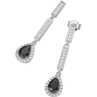 GIORGIO MARTELLO MILANO Paar Ohrhänger "mit weißen und schwarzen oder lila Zirkonia, Silber 925", schwarz, GIORGIO MARTELLO MILANO, Ohrringe, Damen, Silber 925 (Sterlingsilber)