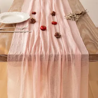 Keketo Tischläufer aus Seihtuch, rustikaler Gaze, Seihtuch, Tischläufer für Hochzeit, Babyparty, Brautparty, Party, durchsichtig, Boho, Frühling, Sommer, Heimdekorationen
