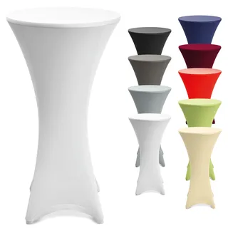 Beautissu Stella Stehtischhusse Ø 60 cm Weiß