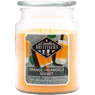 Candle-Brothers Große Duftkerze im Glas mit Deckel | Orange Dreamsicle | Duftkerze Orangen Eis | Kerze 2 Docht | Kerze lange Brenndauer | Geschenk für Frauen