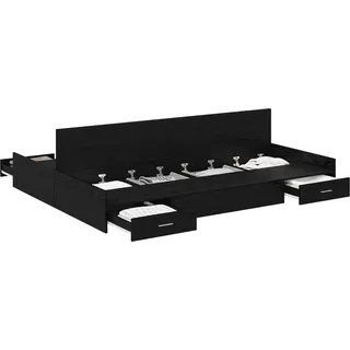 vidaXL Aufbewahrungsbettgestell Schwarz Eichen-Optik 140 x 200 cm - Schwarz