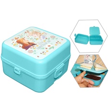 HOVUK Frozen Lunchbox mit 3 Fächern, 14 cm, Lebensmittelbehälter, mikrowellen- und spülmaschinenfest, auslaufsicher, Sandwich-Box für Kinder und Mädchen ab 3 Jahren