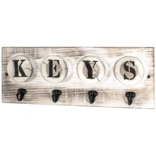 Haku-Möbel Schlüsselboard vintage, Massivholz 48x6x18cm