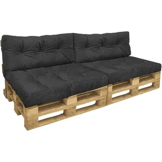 VOUNOT Palettenkissen 4er Set für Indoor und Outdoor, Palettenpolster Wasserdicht Palettensofa, Sitzkissen 120x80, Rückenkissen 120x40, Dunkelgrau