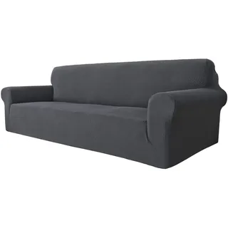 MAXIJIN Super Stretch Sofabezug für 3 oder 4 Kissen, Universal Extra Large Sofa Abdeckung Jacquard Spandex Couchbezug Sofahusse für Hunde und Haustiere (Oversize-Sofa, Grau)