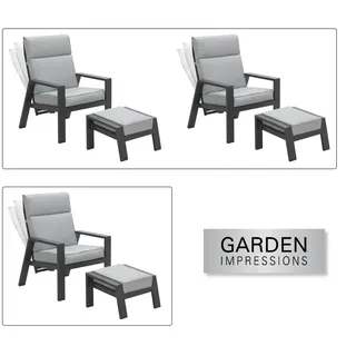 Garden Impressions MAX Relax Sessel Diningsessel Liege mit Hocker- anthrazit