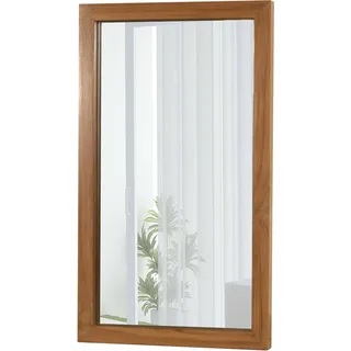 Teak-Wandspiegel HWC-M75, Badspiegel, Holzrahmen, hochwertiges B-Grade-Teak (Kernholz, 20-30 Jahre), 71x40cm - Braun
