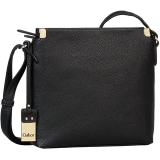 Umhängetasche GABOR "Gela", Damen, Gr. B/H/T: 25cm x 23,5cm x 6,5cm, schwarz, Polyurethan, Polyurethan (PU), clean, gepflegt, unifarben, Taschen Umhängetasche, genarbtes Lederimitat mit schmückenden Metallecken, hochwertiges Logo