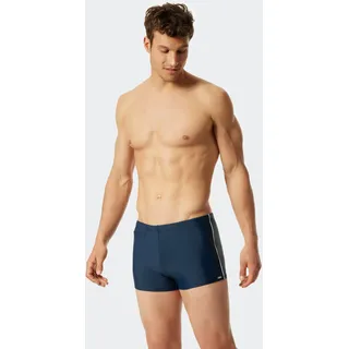 Badehose SCHIESSER "Nautical Casual", Herren, Gr. 6, N-Gr, blau (801, admiral), Baumwolle, Elasthan, unifarben mit Farbeinsatz, Badehosen Badehose, mit seitlichen Streifen