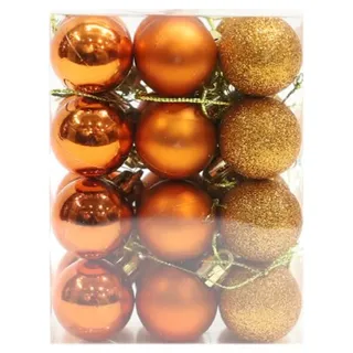 Blausky 1 Schachtel 24 Stück Weihnachtskugeln,3CM Kunststoff Christbaumkugeln,Matt,Glänzend,Glitzernd,Weihnachtsdeko Set,Weihnachtsschmuck Deko für Drinnen & Draußen,Christbaumkugel,Orange