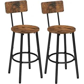 HOOBRO Vintage-Braun- und-Schwarz-Sitzgarnitur mit Rückenlehne, Barhocker, Küchenstuhl mit Fußstütze,