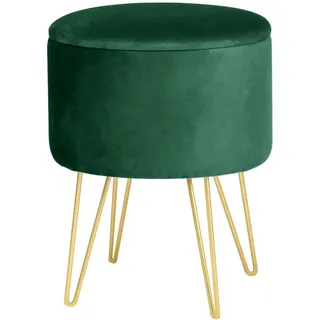 akord furniture factory Pouf Akord LILI aus Samtstoff mit Stauraum in Flaschengrün Durchmesser 35 cm grün 35 cm X 45 cm