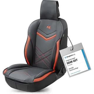 WALSER Sitzauflage Auto Rey, Sitzschoner Auto schwarz/rot, Universal Auto Sitzauflagen, Autositzauflage Vordersitze, Sitzbezug Auto Vordersitze, Sitzkissen Auto Sportlook, Sitzbezüge Auto für PKW/LKW