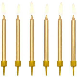 Kerzen & Halter 6 cm | 6Stk. - Glatt Gold