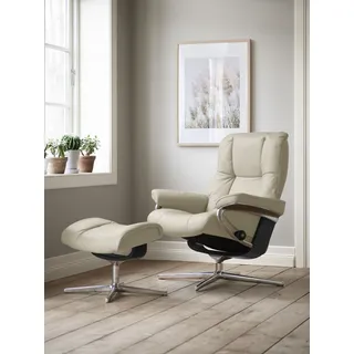 Stressless® Relaxsessel »Mayfair« Set, Relaxsessel mit Hocker, mit Hocker, mit Cross Base, Größe S, M & L, Holzakzent Schwarz beige