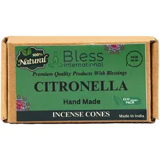 Bless International Citronella Incense-Cones Handmade-Hand-Dipped Organic-Chemicals-Free for-Purification-Relaxation-Positivity-Yoga-Meditation The-Best-scents (10 Count)