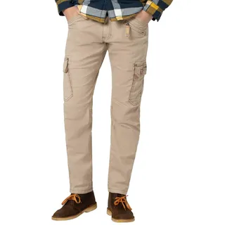 Timezone Herren Cargo Regular Roger TZ - Regular Fit - Grau Schwarz W29-W40 | Baumwolle | Regular Fit | Mittlere Bundhöhe | Schmale Beine mit geshapten Knien | Große Gesäßtaschen mit Abnähern | Einfarbig