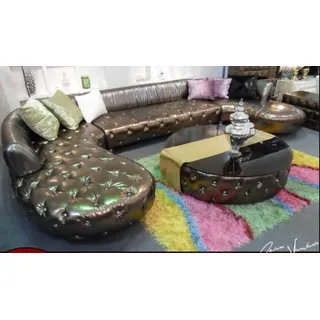 Chesterfield Ecksofa U Form Luxus Couch Wohnlandschaft Gold Eckgarnitur - Gold