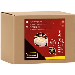 IDENA LED Teelichter 4 cm 12 St. weiß