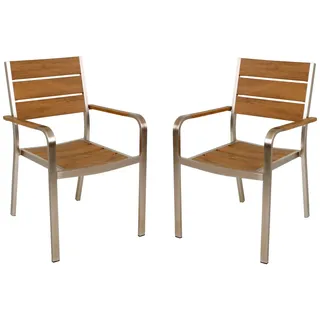 Garden Pleasure Florence Stapelstuhl 55 x 60 x 85 cm braun 2 St.