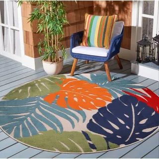 Sanat Floral Outdoor Teppich Ø 120 cm Bunt