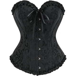 SZIVYSHI Damen Vollbrust Corsage Korsett Top Gothic Vintage Corsagen Bustier Corsette, Schwarz,6XL