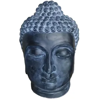 Relaxdays Buddha Kopf, HBT: 55x36x32 cm, Zen-Deko für Wohnzimmer & Garten, Dekofigur, wetterfest, frostsicher, anthrazit