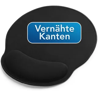 Sidorenko Mousepad mit Handauflage 26x23cm - Mousepad mit Vernähte Kanten - schwarzes Mauspad mit Gelkissen - Gel Mouse Pad rund für Büro und Gaming, Ergonomische Maus Pad, Mouspad Handgelenkauflage