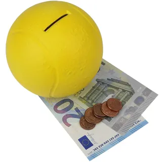 HMF 48910 Spardose Tennisball mit Schlüssel Durchmesser 10 cm Gelb