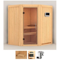 Bild Sauna »Tomke«, (Set), 3,6-kW-Bio-Plug & Play Ofen mit externer Steuerung beige