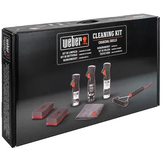Weber Reinigungsset für Holzkohlegrills, enthält: 30cm Grillbürste, Grillrost-Reiniger 300ml, Emaille-Reiniger 300ml, Non-Stick Spray 200ml, Mikrofasertuch & 2 Reinigungsschwämme - (18285)