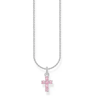 Thomas Sabo Kette mit Anhänger Kreuz-Anhänger pink/silber