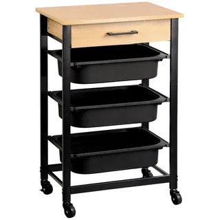 KESPER | Schwarz, Eichefarben | Metall, Kunststoff, Holzwerkstoff , rechteckig , 37x81.5x47 cm , FSC 100% , Stauraum, Geschirrtuchhalterung , Esszimmer, Barmöbel, Barwagen