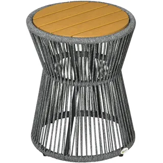 Outsunny Balkontisch, Dunkelgrau+Natur, Aluminium, PS, Pe , Kunststoff , 39x49x39 cm , Gartenmöbel, Gartentische, Balkontische