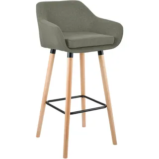 CLP Barhocker Stoff hellgrau , Hellgrau , Holz , 55x99x46 cm , Esszimmer, Barmöbel, Barhocker
