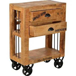 Küchenwagen SIT "Rustic", beige (natur, antik), B:60cm H:80cm T:30cm, Rollwagen, Küchenwagen, mit schwarzen Schriftzügen, Shabby Chic, Vintage