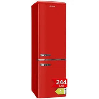 Amica KGCR 387 102 Retro-Kühl-Gefrierkombination (244 l, 1810 mm hoch, Silber)