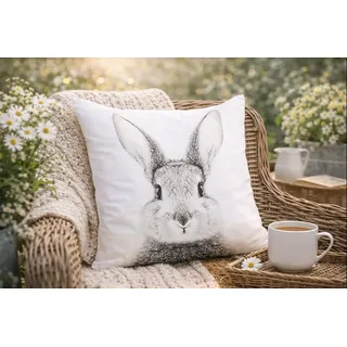 KAMACA Dekokissen Süßer Hase – 40x40 cm Inklusive Füllung & Reißverschluss – Flauschiges Oster - Kissen für Wohnzimmer & Couch